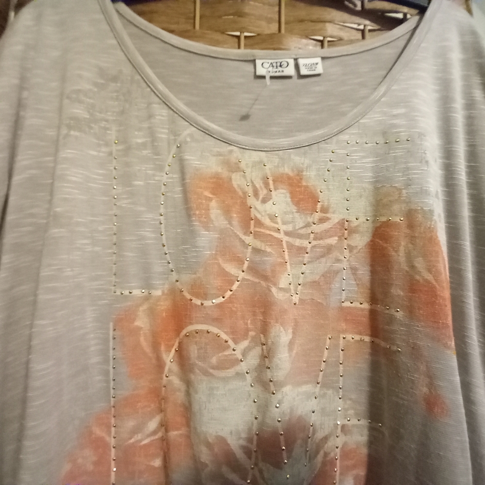 Clearance - Cato Floral Love Embellished Graphic Top 22/24W NWOT - Picture 3 of 7